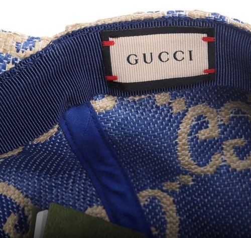 NUEVA GORRA DE BÉISBOL GUCCI BEIGE NATURAL PAJA DE RAFIA ESTAMPADO GG 58/GRANDE - Imagen 9 de 12