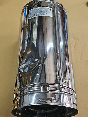 Metal-Fab Temp Guard Chimney Pipe 6'' x 18'' Stainless Steel - 6TGS18  Made in USA