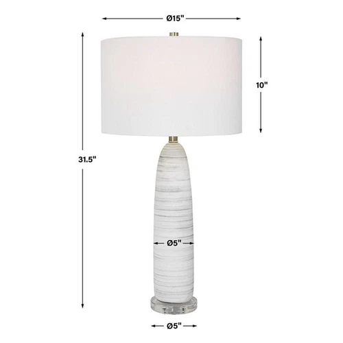 Uttermost Levadia Contemporary Fabric and Metal Table Lamp in Matte White/Gray - Picture 7 of 7