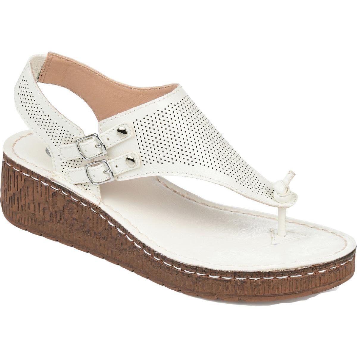 Женские белые босоножки на танкетке Mckell из коллекции Journee 11 Medium (B,M) BHFO 0286