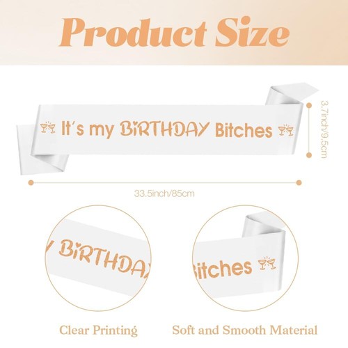 White Birthday Girl Sash Satin Party Accessories Birthday Pamper Gifts Women - Picture 2 of 6