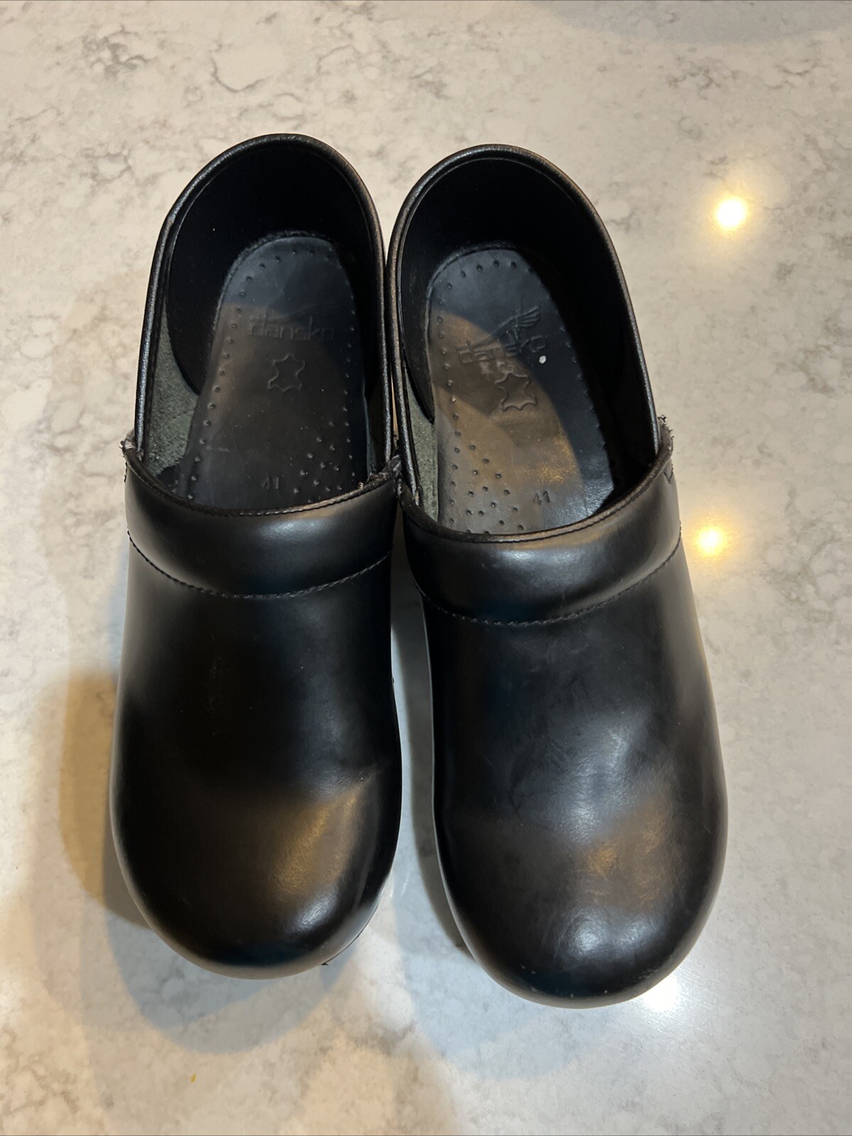 Dansko Classic Black Leather Clogs for Women Nurses Size 41 10-10.5-image