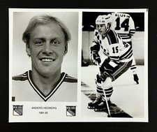 1981-82 Anders Hedberg #15 New York Rangers Hockey NHL Wing Vintage Promo Photo
