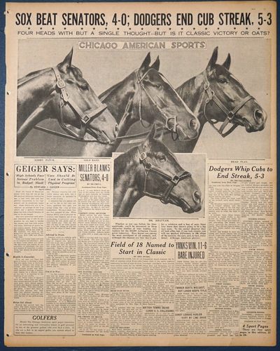 1933 Chicago Sports Section - Arlington Classic Thoroughbreds Omar Khayyam