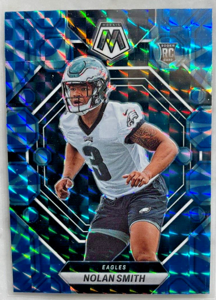 2023 Mosaic Football #353 Nolan Smith REACTIVE BLUE PRIZM Rookie Card - Eagles