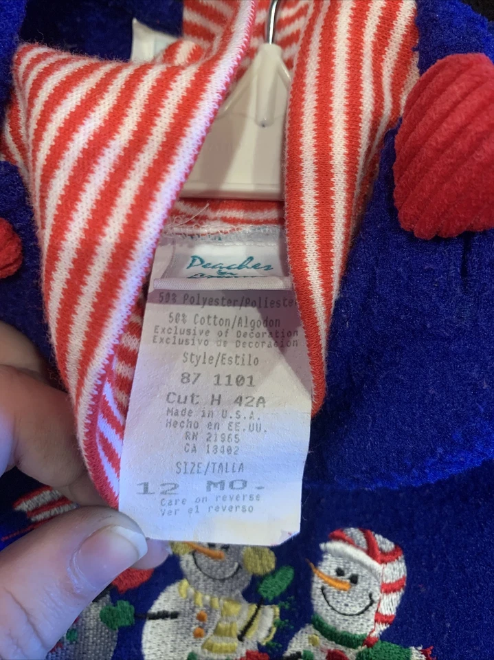 Peaches N 奶油雪人跳线红色白色糖果条纹紧身衣心形纽扣 — 第 3/4 张图片