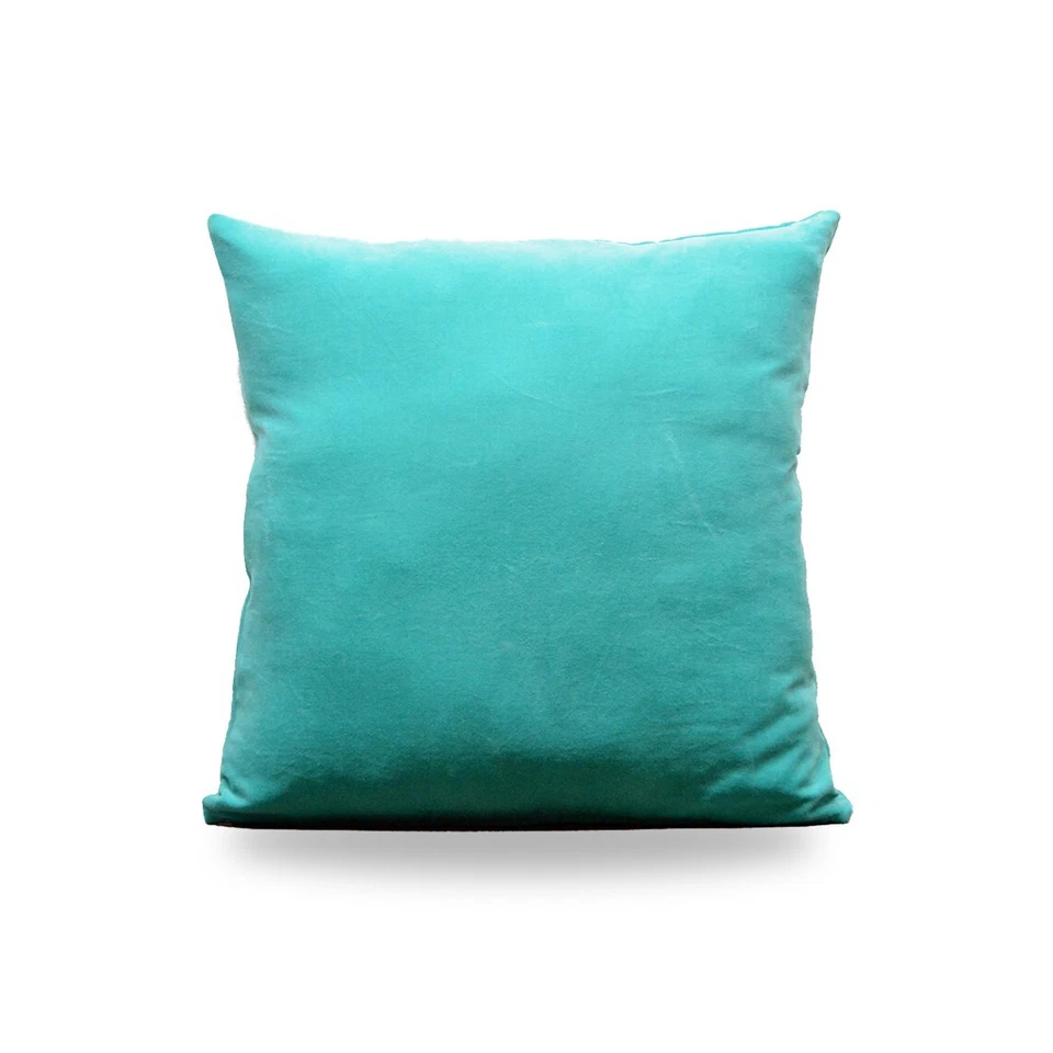Set of 2 Aqua Velvet Cushion Covers 20x20" | Soft Pillow Cases for Sofa/Bed - Image 3 of 4