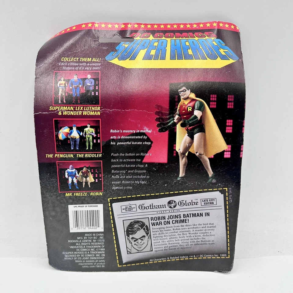 Figura de acción rara DC Superhéroes Batman Robin Karate Chop 5” pulgadas sellada nueva de stock Foto 4 de 4