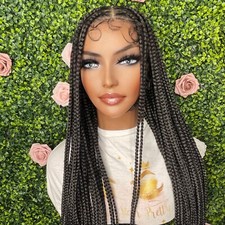 13x7 Hd lace front Knotless box braided wig w/ baby hair  Ready To Ship 