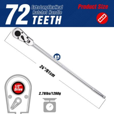 #ad WORKPRO 1 2 inch Drive Extra Long Flex Head Ratchet 72 Tooth CR V Steel Ratchet $49.99