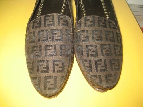 WOMEN'S FENDI ZUCCA CANVAS SLIP ON LOAFER SHOES US 4.5-5, EU 34.5 - Picture 9 of 16