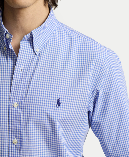 Polo Ralph Lauren Hemd Herren Baumwolle Button-Down Kariert Langarm Blau Gr. S-image