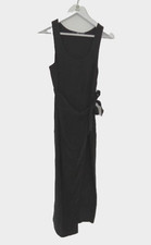 Mango Women's Dress Size XS Off Black Wrap Over Skirt Side Waist Ties Woven New