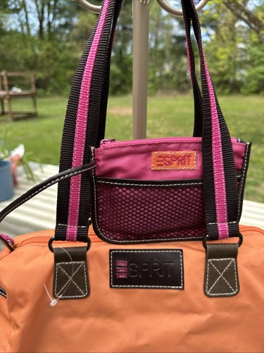 Vintage ESPRIT Schultertasche Packtasche 90er orange Unisex mit angesetzter Münzbörse - Bild 4 von 11