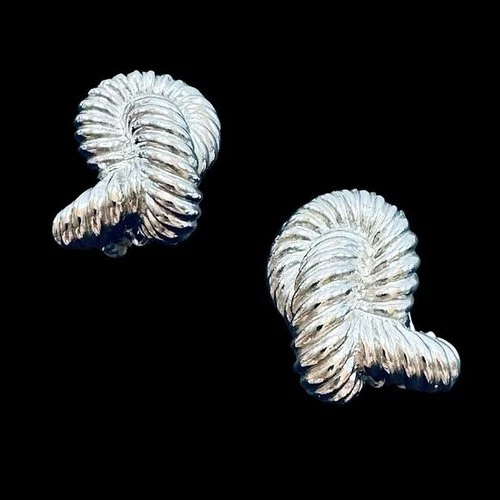 Joan Rivers Vintage Silver Tone Clip on Earrings Twisted Knot Costume Jewelry