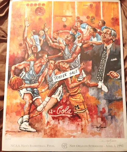 1993 UNC National Champions Watercolor Art signed #185/750 (Dean Smith,Tarheels)