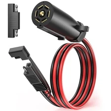 7 Way Trailer Plug to 2 Pin SAE Power Supply,7 Pin Round RV Trailer Plug to 10 