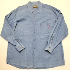 JOOP! JEANS Metal Button Front DENIM Shirt Men's XL X-LARGE Blue COTTON vtg 90s