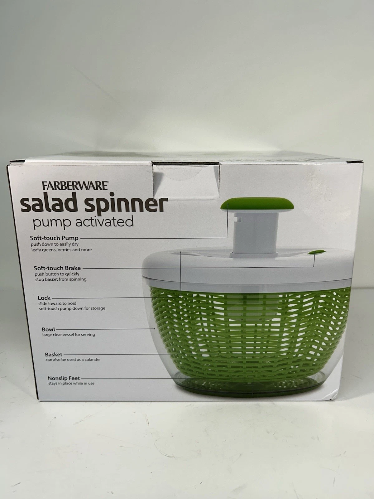 Farberware Large Pump Activated Salad Spinner - 6.65 Qt with Clear Bowl
Opens in a new window or tab
