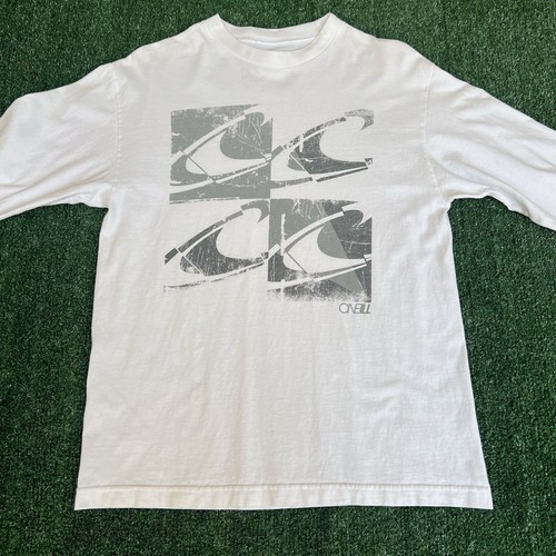 Vintage Y2K Men O'Neill Logo Surfing White Long Sleeve T-Shirt Medium JNCO Style - Picture 3 of 12