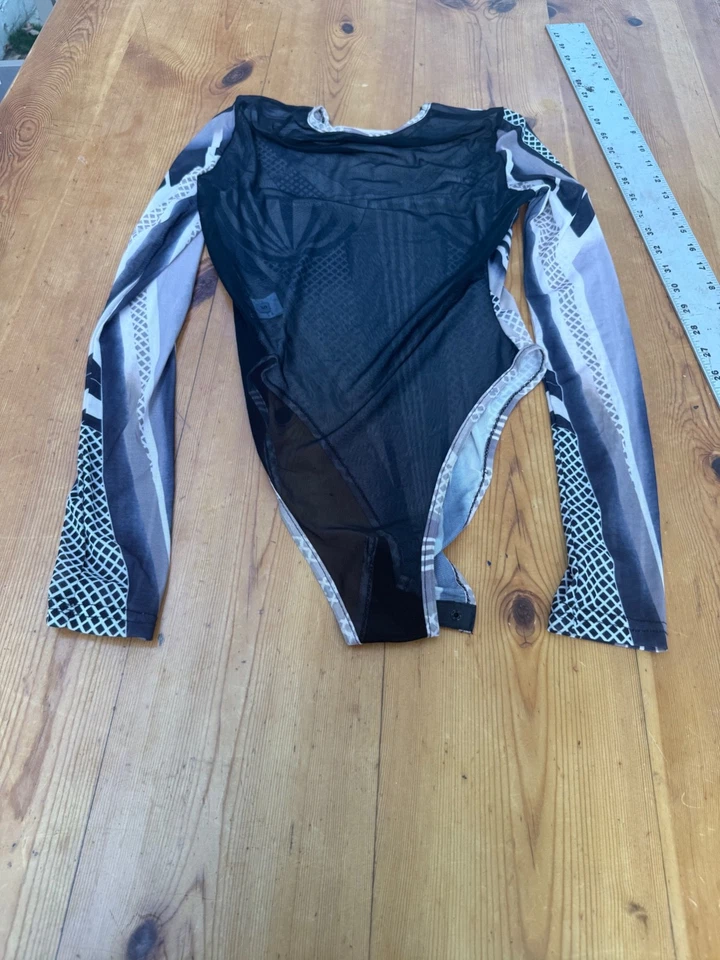 Body elástico de leotardo de corte alto transparente de nailon para mujer talla S L11 Foto 3 de 4