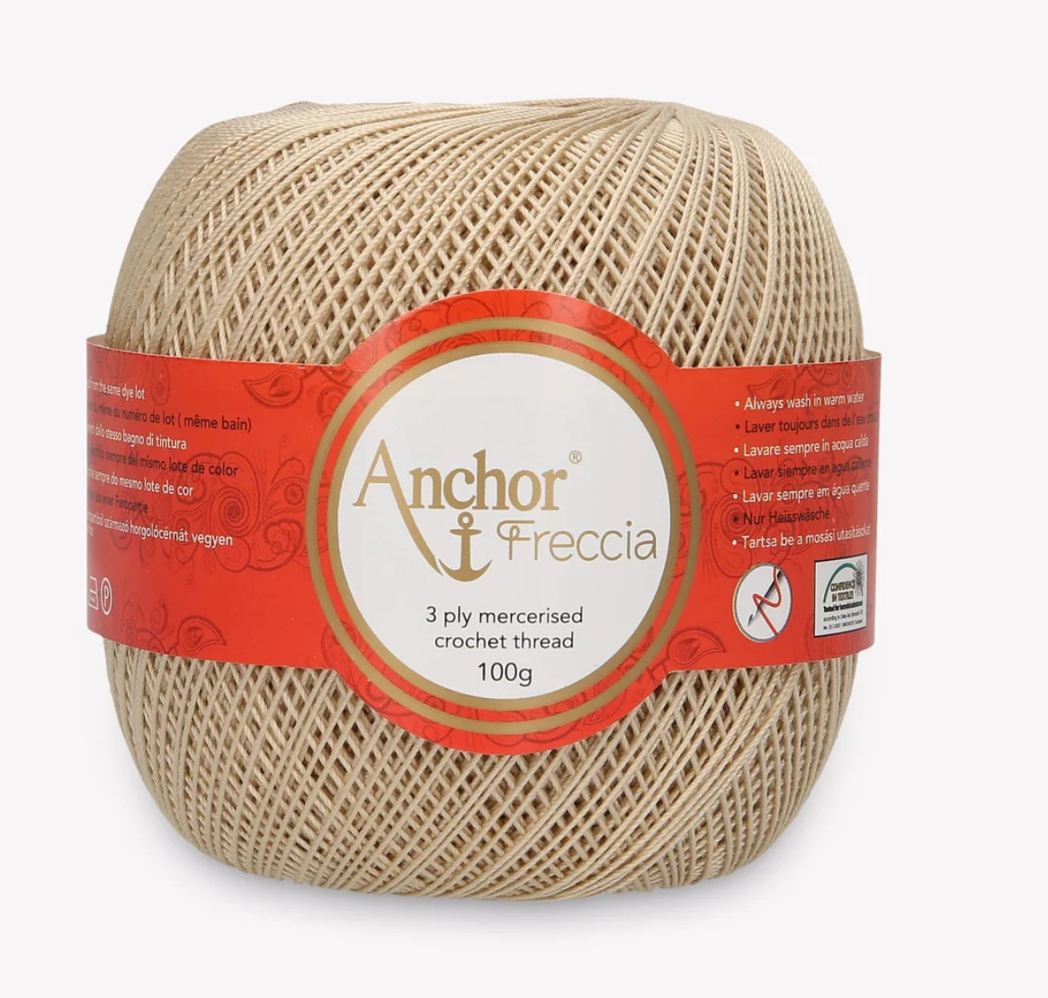 Anchor: Crochet Yarn: Freccia 12: 100g: Ball: Self Service: Beige (286)