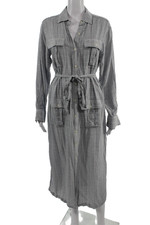 Current/Elliott Womens Shirt Dress Gray Strip...