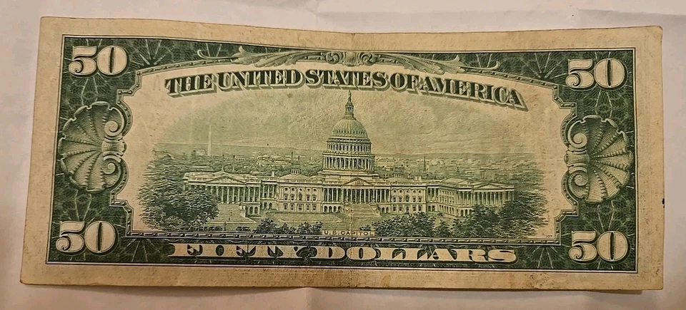 1934 $50 Federal Reserve Small Note NEW YORK Bank Fifty Dollar Bill - Image 4 of 4