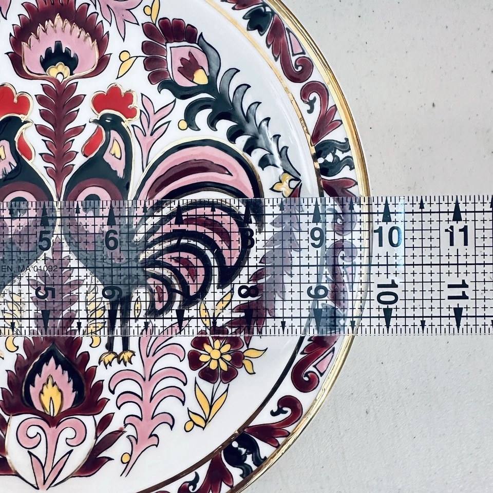 Keramik Plate 24k Gold Handmade Greece Rodes Handpainted Rooster Decorative - Image 4 of 4