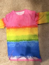 Stella McCartney Kids Rainbow Tie-Dye Fringe Hem Cotton Tunic/dress 6 Years