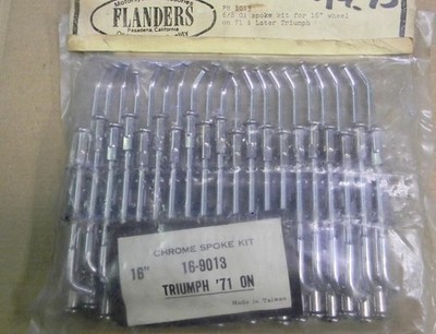 TRIUMPH BSA 1971-1974 SET FLANDERS CHROMED SPOKES FOR 16'' RIM TO CONICAL REAR