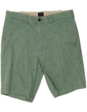 J. CREW Mens Abstract Pattern Chino Shorts W31 Medium Green Cotton CZ01