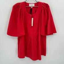 Pomander Place by Tuckernuck Poppy Red Finley Flutter Sleeve Top sz M Blouse