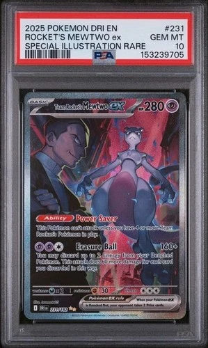 2025 POKEMON DRI EN-DESTINED RIVALS #231 TEAM ROCKET'S MEWTWO EX PSA 10