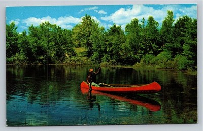 Vintage Lindsay Ontario Canada Canoe Fishing Postcard by Harry Packard