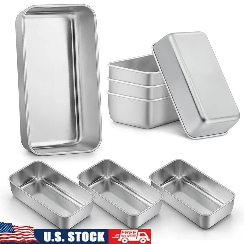 Stainless Steel Bread Loaf Pans Set of 8 Non Stick Baking Molds Oven Safe New