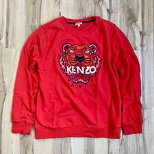 Unisex KENZO Roaring Tiger Crew Neck Sweatshirt Pullover Red Youth/Kids 16A VG 