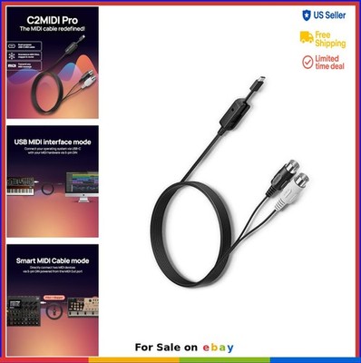 USB-C MIDI Cable Dual Purpose 32 Bit Processor Plug and Play Interface Routing