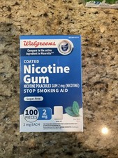 Walgreens Nicotine Gum 2mg,Coated Ice Mint Flavor 100 Pieces. Exp 2027