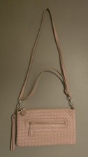 Pebbled Leather Crossbody Shoulder Bag/clutch. Rose Gold 4 Zippered
