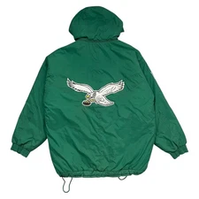 VTG 90s NFL PHILADELPHIA EAGLES APEX ONE PRO LINE HOODED PUFFER JACKET SIZE XL