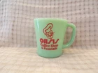 Rare Old Fire-King Jadite OASIS COFFEE SHOP Restaurant Advertising Coffee Mug