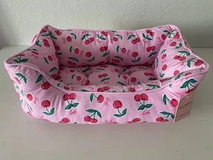 Juicy Couture Velour Cuddler Dog Pet Bed Cherries Cherry Pink 24” X 14” X 8” NEW