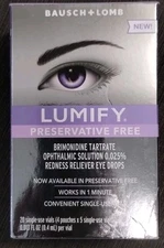 Bausch + Lomb Lumify 20 Single-Use Vials Redness Reliever Drops - EXP: 2026