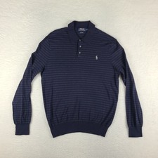Polo Ralph Lauren Polo Sweater Mens Medium Dark Blue Quarter Button Pima Cotton