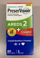 PreserVision AREDS 2 CoQ10 Eye Vitamin, Mineral Supplement - 80 Softgels 2026 +