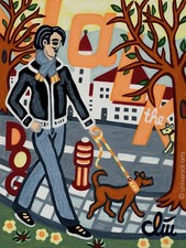 JACQUELINE DITT - Walking the Dog in E. Spring A4 STAMPA su dipinto cane