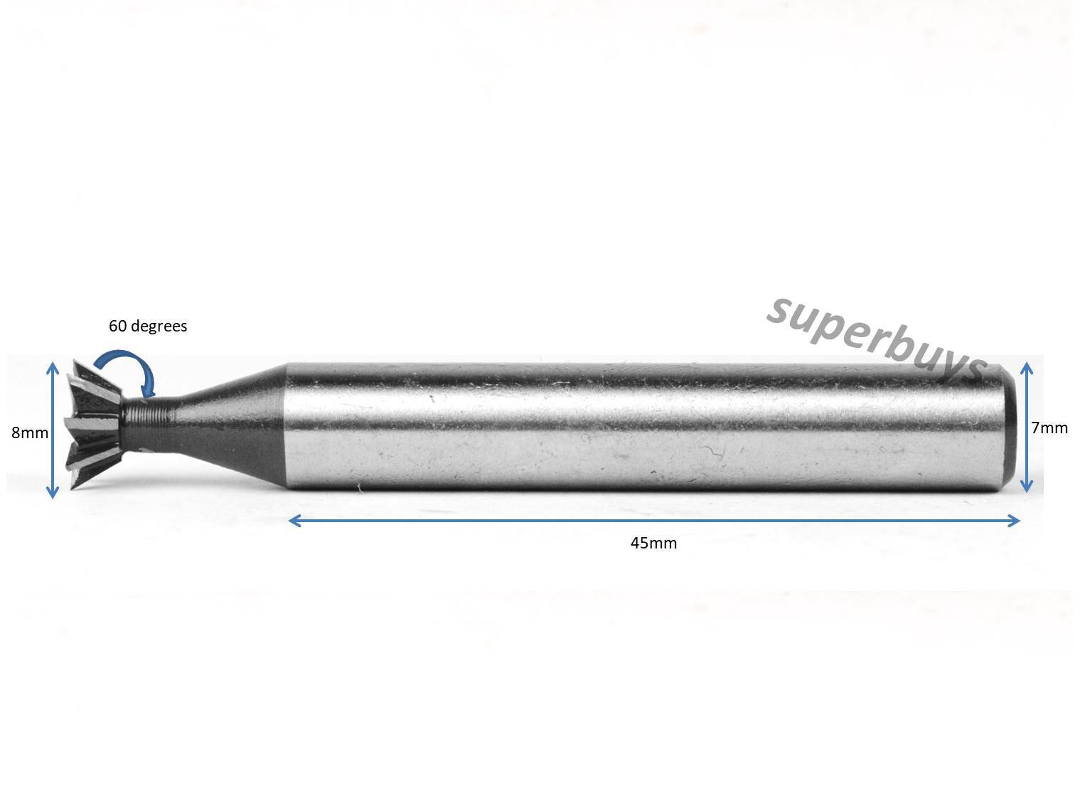 8mm 60 Degree Dovetail Cutter Standard Milling End Mill Inverted HSS