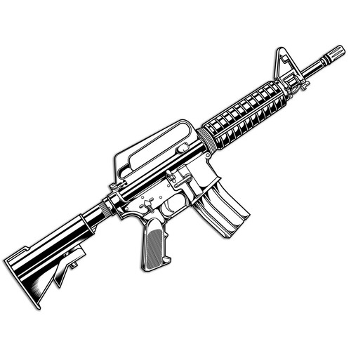 AR-15 Colt Rifle Vinyl Decal Sticker AR15 Car Laptop Gun Firearm Realistic Draw - Picture 2 of 3