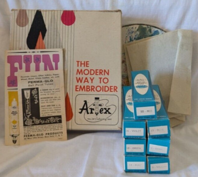 Vintage Artex Roll-On Embroidery Paint Set in Box w/ Paint Tubes